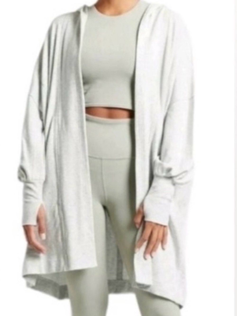 #490  Athleta Oversized Soft Light Gray Sweatshirt with Hood. Size S